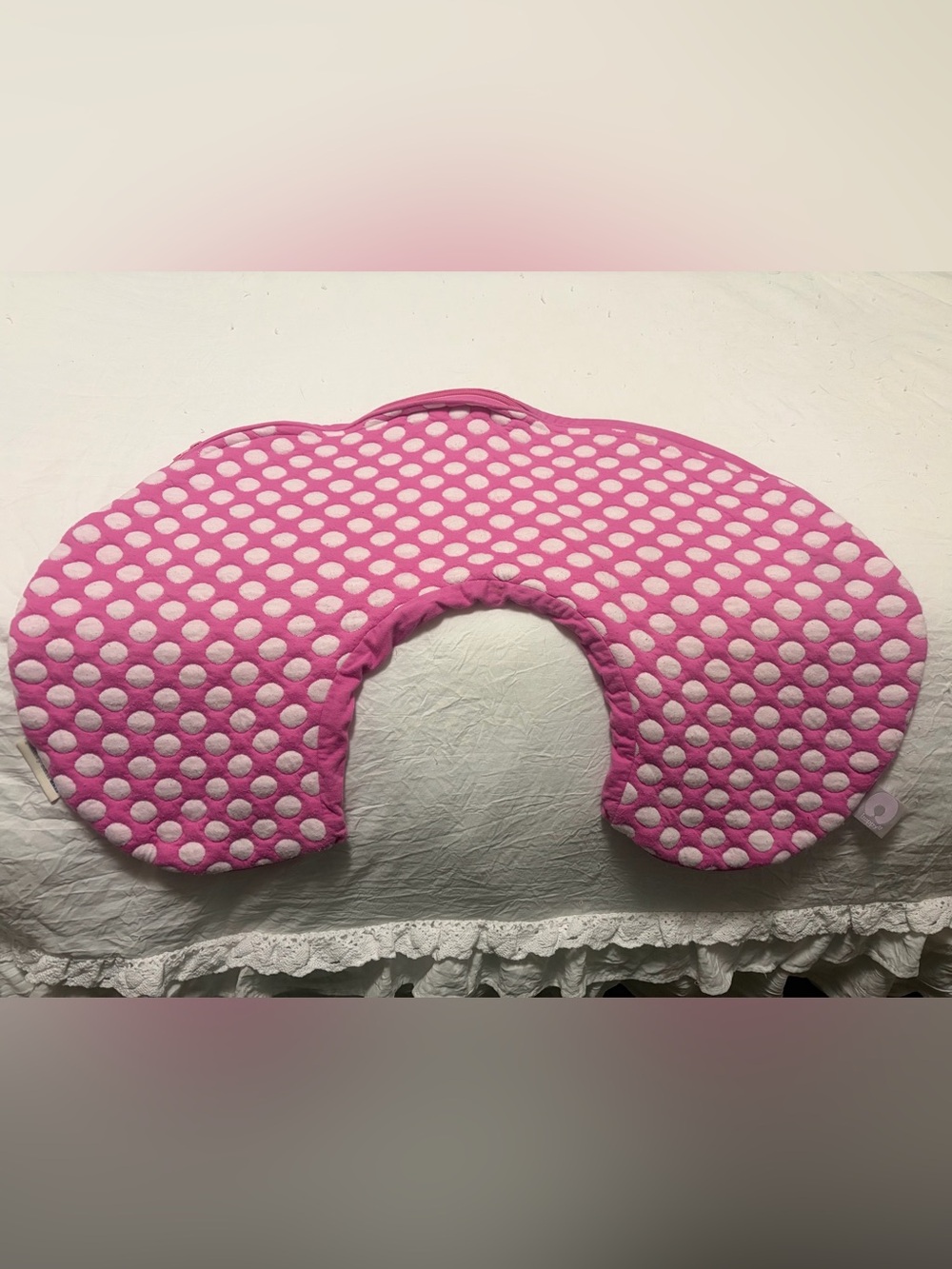 Pottery Barn Kids Pink and White Polka Dot Nursing Pillow Cover